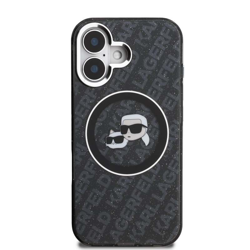 Karl Lagerfeld IML K&CH Heads Repeated Logo MagSafe Zadní Kryt pro iPhone 16 Black