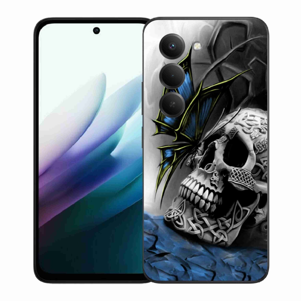 Gelový kryt mmCase na Xiaomi Redmi 15 4G/5G (171mm) - motýl a lebka