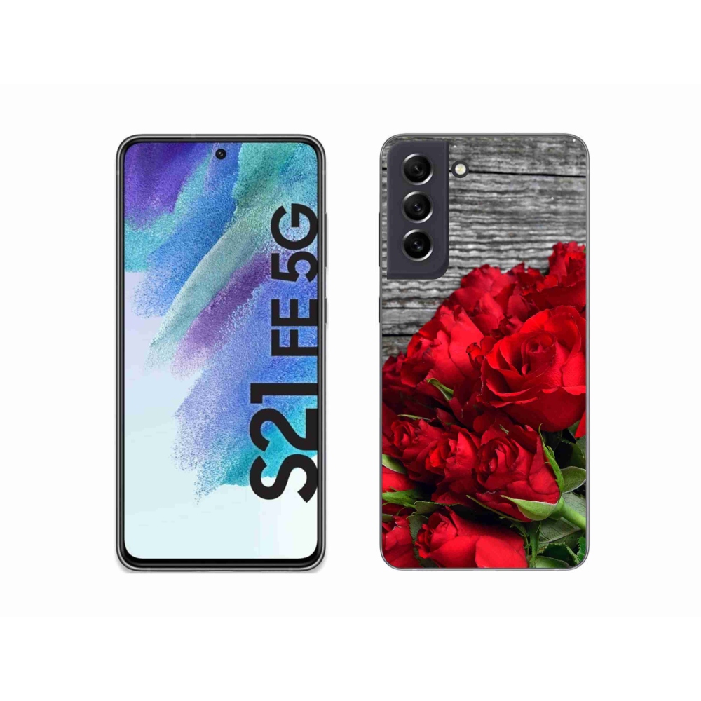Gelový kryt mmCase na Samsung Galaxy S21 FE 5G - červené růže