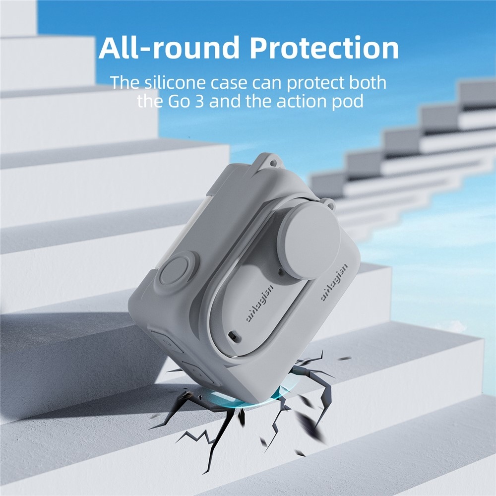 Silikonový ochranný obal AMAGISN s poutkem pro Insta360 GO 3 - černé