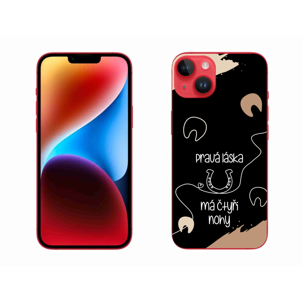 Gelový kryt mmCase na iPhone 14 Plus - koňský motiv černé pozadí