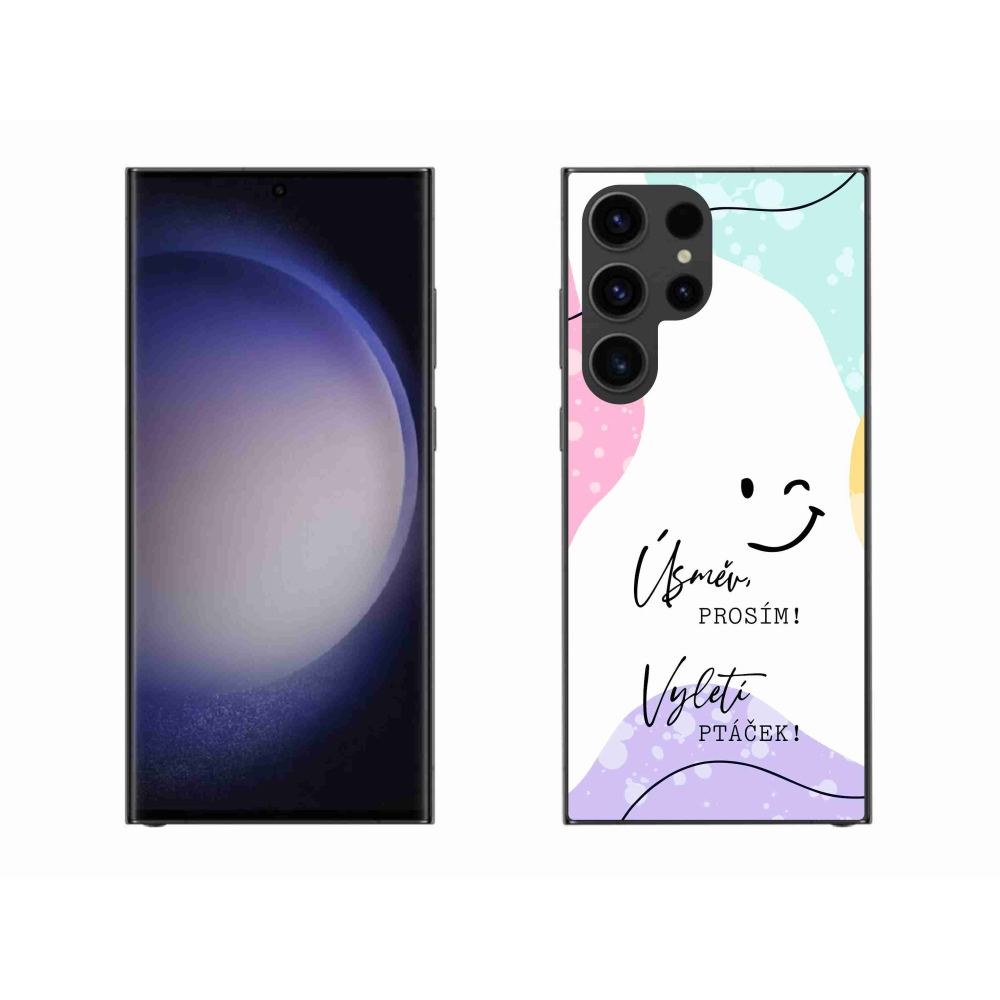 Gelový kryt mmCase na Samsung Galaxy S23 Ultra 5G - vtipný text 4 bílé pozadí