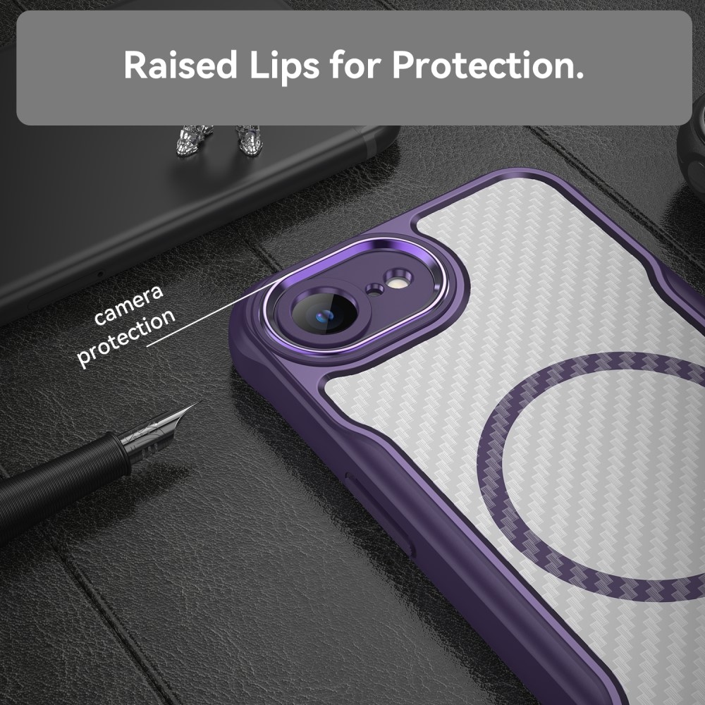 Texture odolný kryt s podporou MagSafe na iPhone 16e - fialový