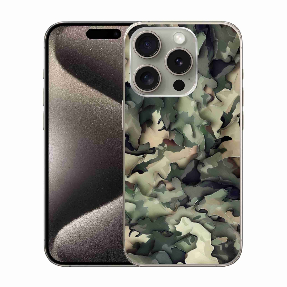 Gelový kryt mmCase na iPhone 15 Pro - maskáčový vzor 9