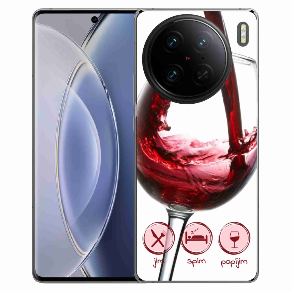 Gelový obal mmCase na Vivo X90 Pro - sklenička vína červené