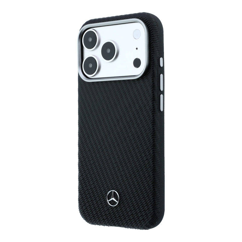 Mercedes PU Leather Semi Wrap MagSafe Zadní Kryt pro iPhone 17 Pro Black