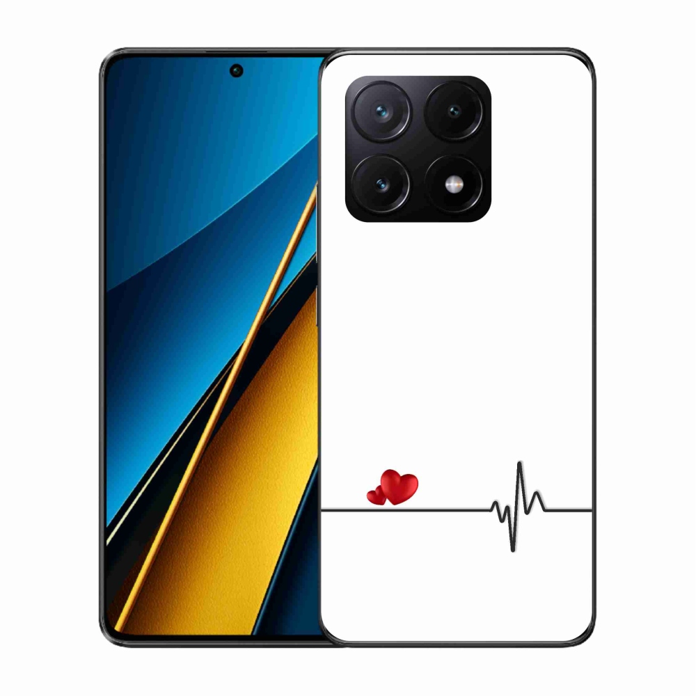 Gelový kryt mmCase na Xiaomi Poco X6 Pro 5G - srdce a tep bílé pozadí