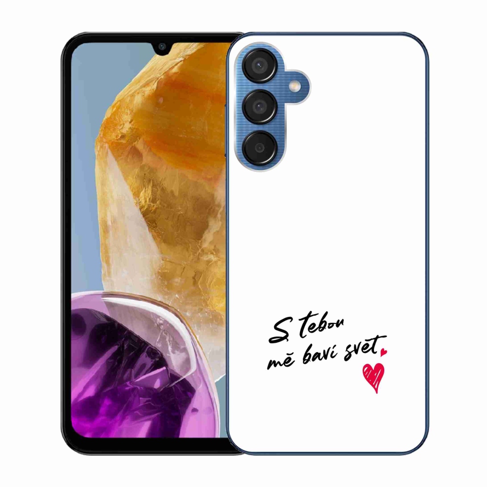 Gelový kryt mmCase na Samsung Galaxy M15 5G - zamilovaný text 1 bílé pozadí
