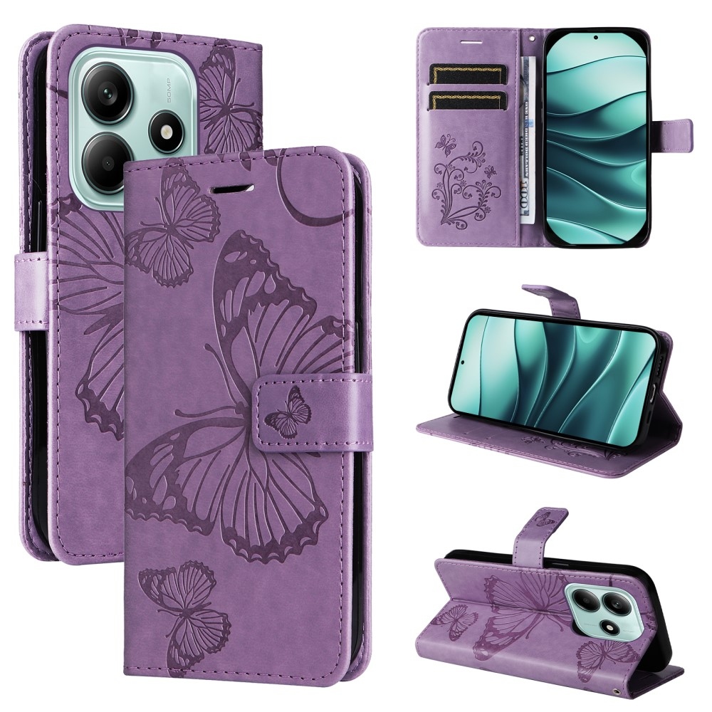 Big Butterfly knížkové pouzdro na Xiaomi Redmi Note 14 5G - fialové