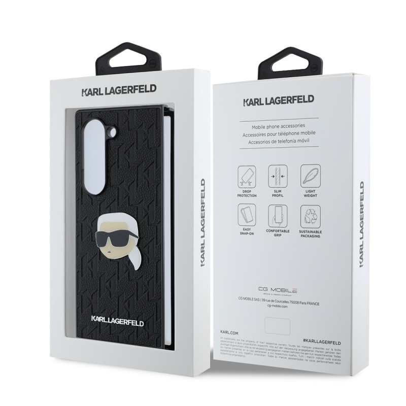 Karl Lagerfeld PU Saffiano Monogram Karl Head Zadní Kryt pro Samsung Galaxy Z Fold 6 Black