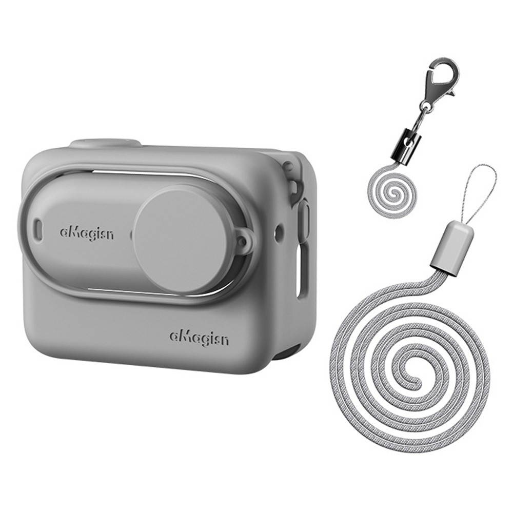 Silikonový ochranný obal AMAGISN s poutkem pro Insta360 GO 3 - šedé