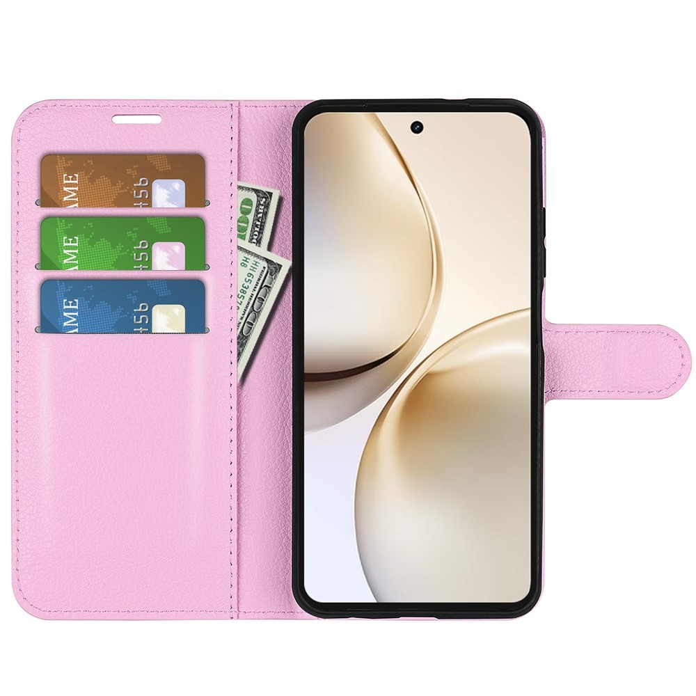 Litchi knížkové pouzdro na Realme 14 Pro+ 5G - růžové