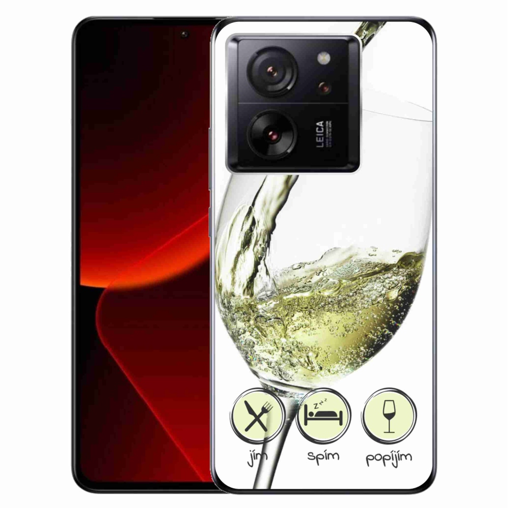 Gelový obal mmCase na Xiaomi 13T/13T Pro - sklenička vína bílé