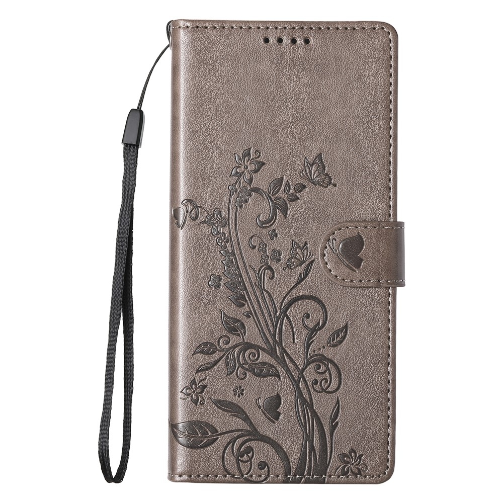 Flowery knížkové pouzdro na Samsung Galaxy A07 4G - šedé