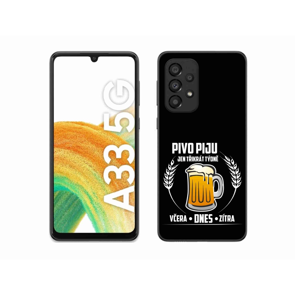 Gelový kryt mmCase na Samsung Galaxy A33 5G - pivní motiv černé pozadí
