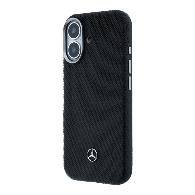 Mercedes PU Leather Wood Semi Wrap MagSafe Zadní Kryt pro iPhone 17 Black