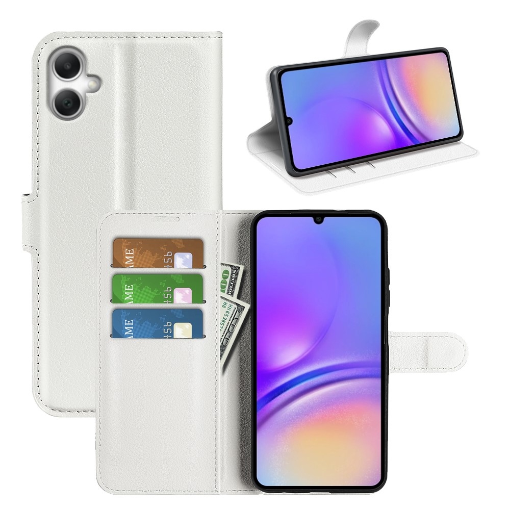 Litchi knížkové pouzdro na Samsung Galaxy A07 4G - bílé