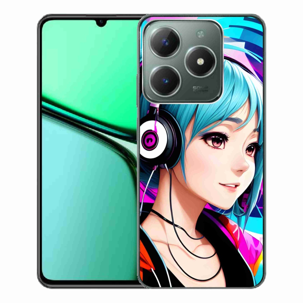 Gelový kryt mmCase na Realme C61 - dívka se sluchátky