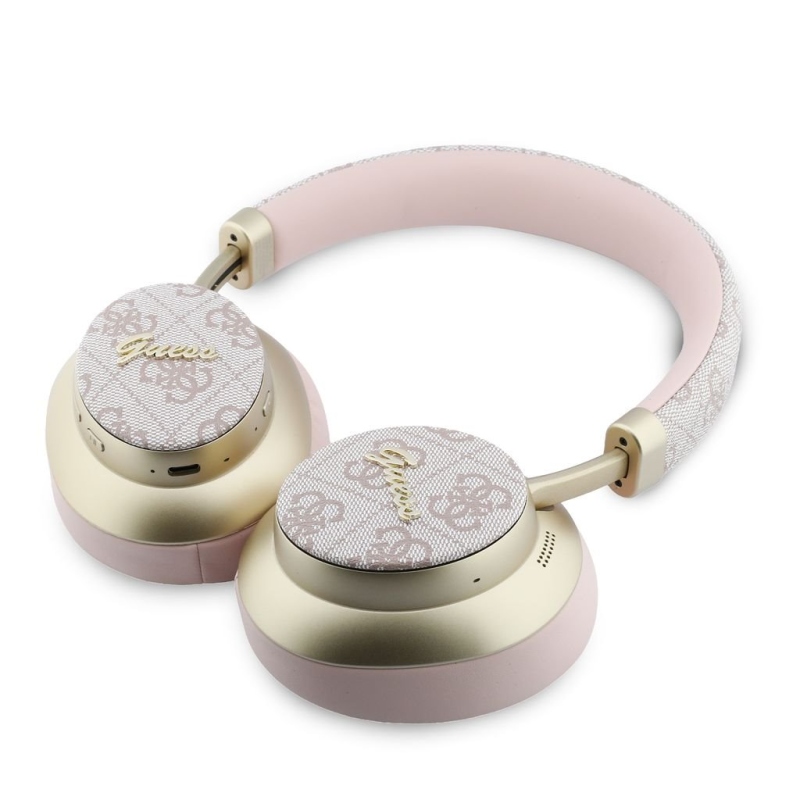 Guess PU 4G Gold Script Metal Logo ENC Bezdrátová Sluchátka Pink