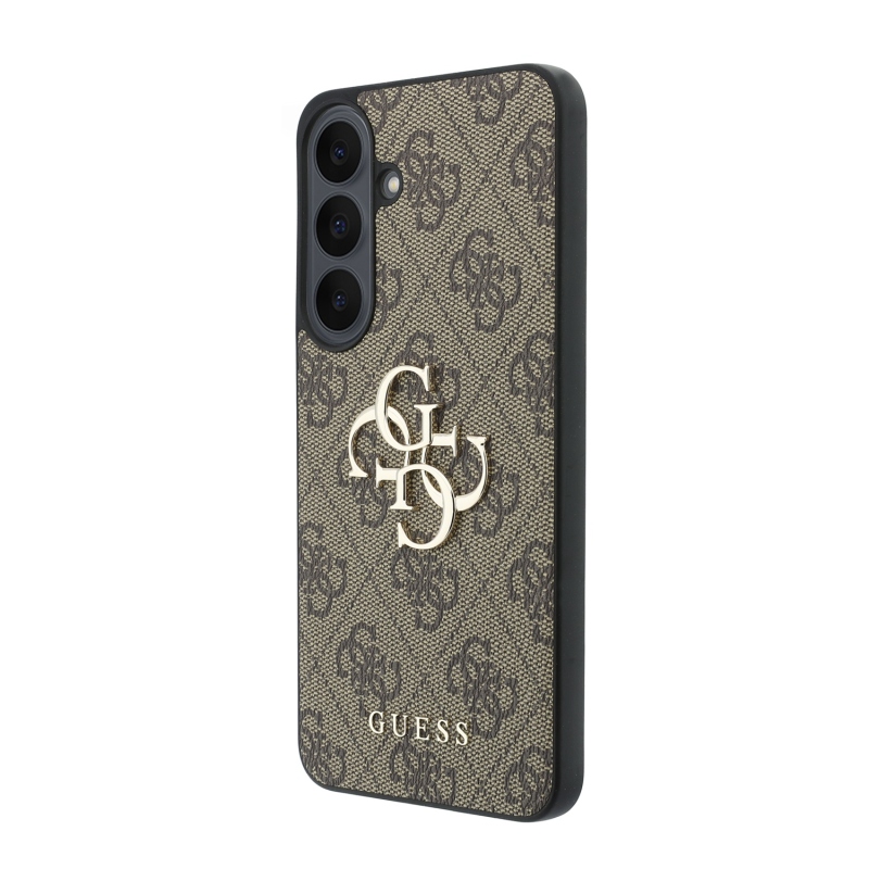 Guess PU 4G Metal Logo Zadní Kryt pro Samsung Galaxy S26 FE Brown