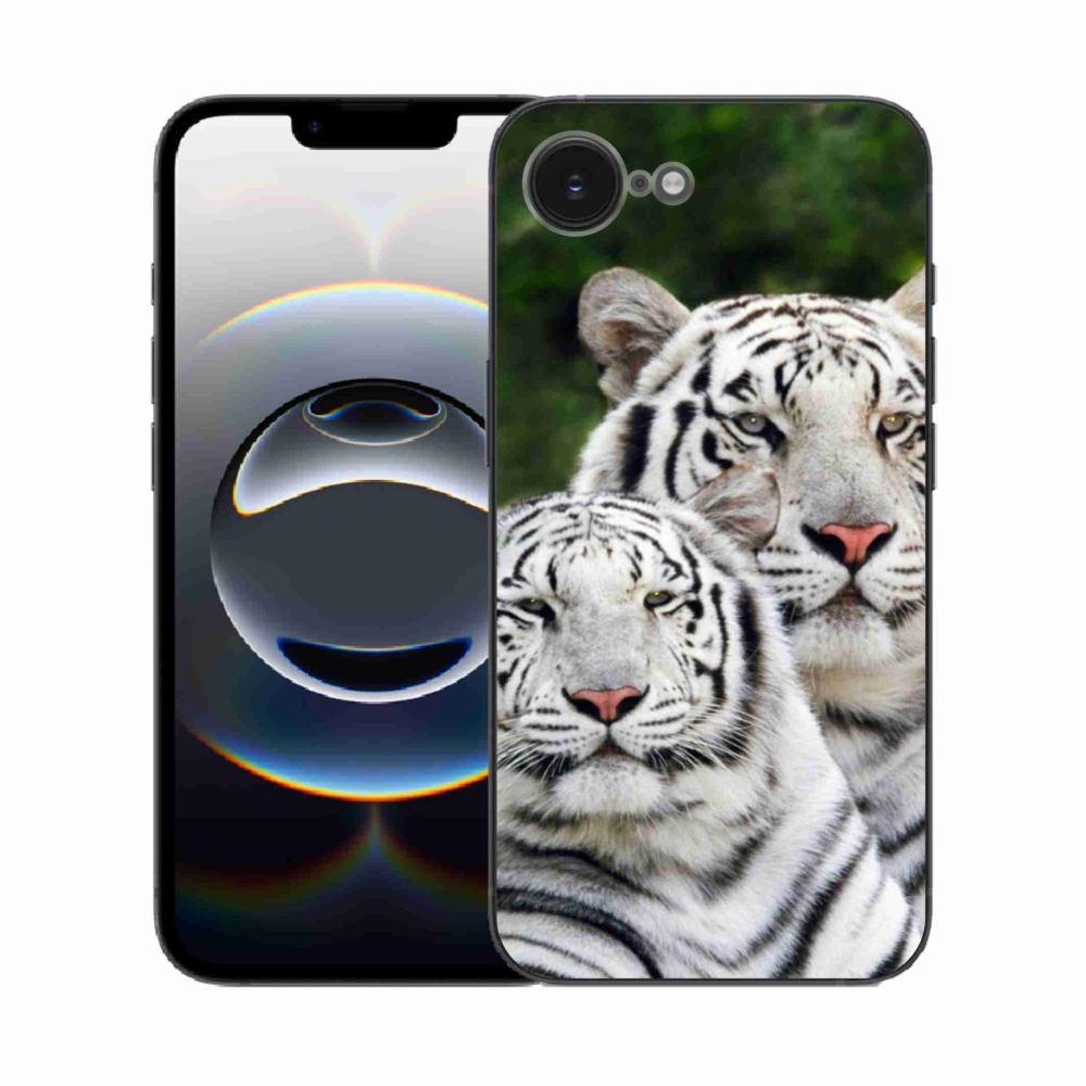 Gelový kryt mmCase na iPhone 16e - bílí tygři