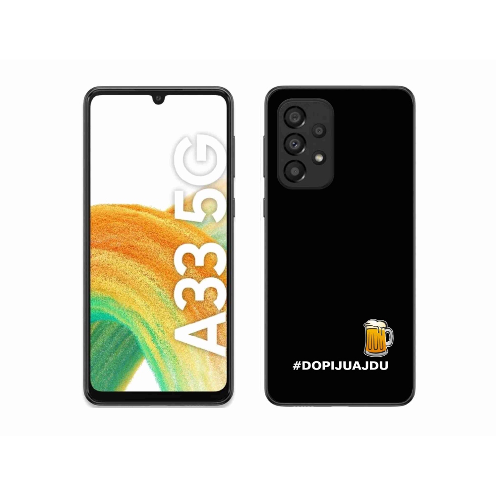 Gelový kryt mmCase na Samsung Galaxy A33 5G - pivní motiv 1 černé pozadí