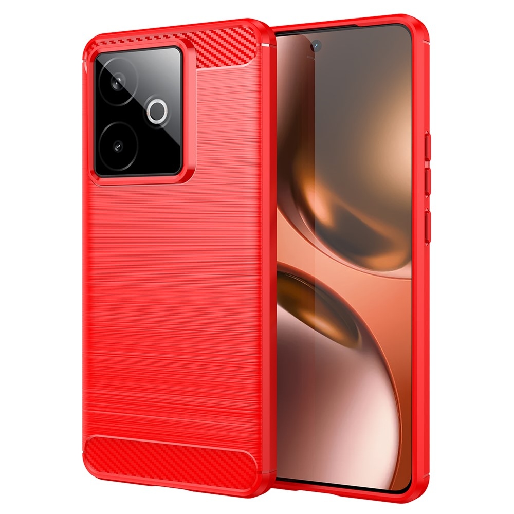 Carbon odolný gelový obal na Realme GT 7 5G/GT 7T 5G - červený