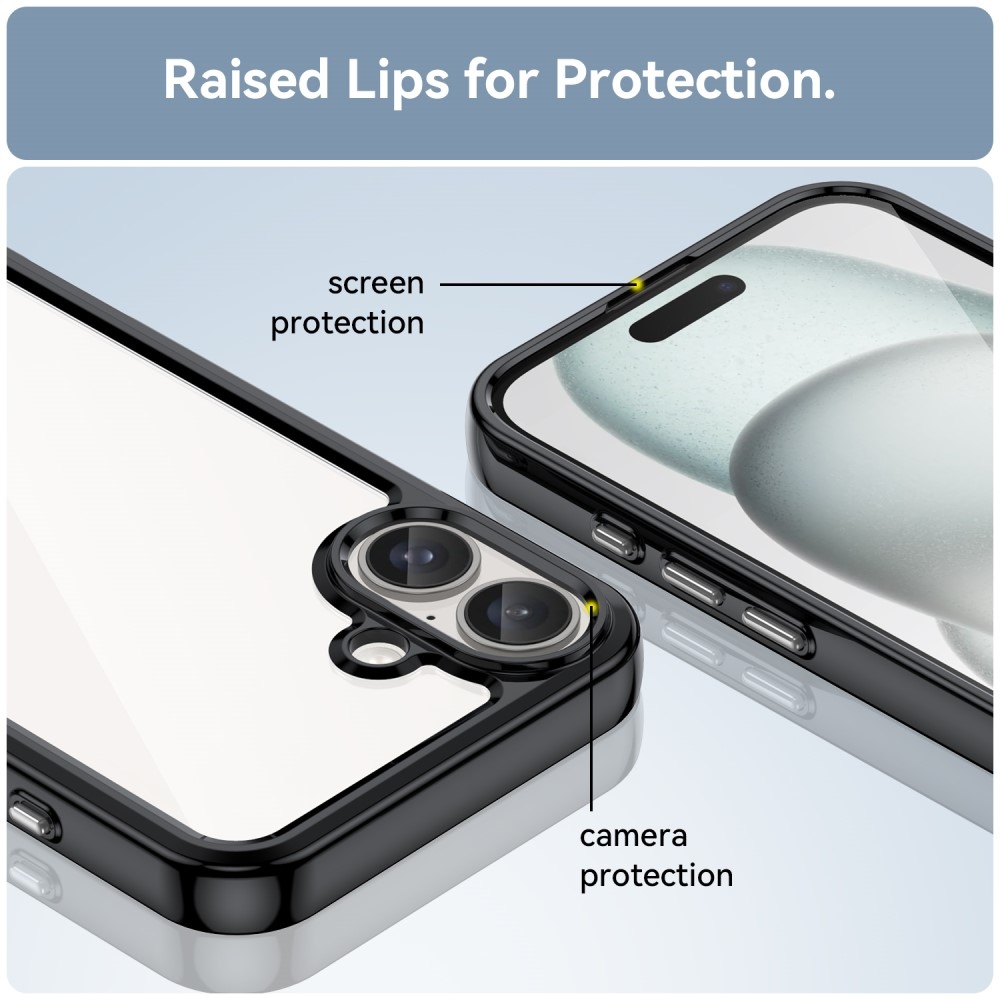 Gelový obal s pevnými zády na iPhone 16 - černý