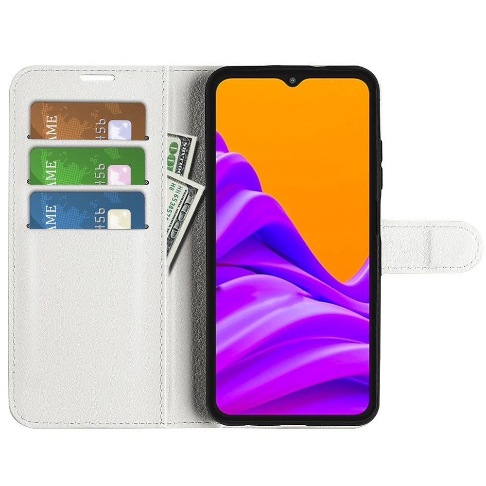 Litchi knížkové pouzdro na Samsung Galaxy Xcover 7 Pro - bílé