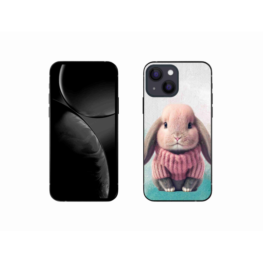 Gelový kryt mmCase na iPhone 13 mini - králíček ve svetru
