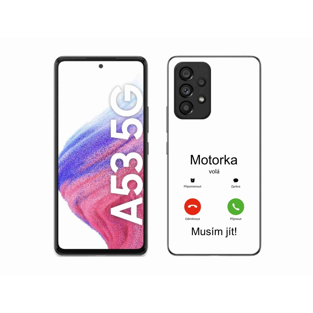 Gelový kryt mmCase na Samsung Galaxy A53 5G - motorka volá bílé pozadí
