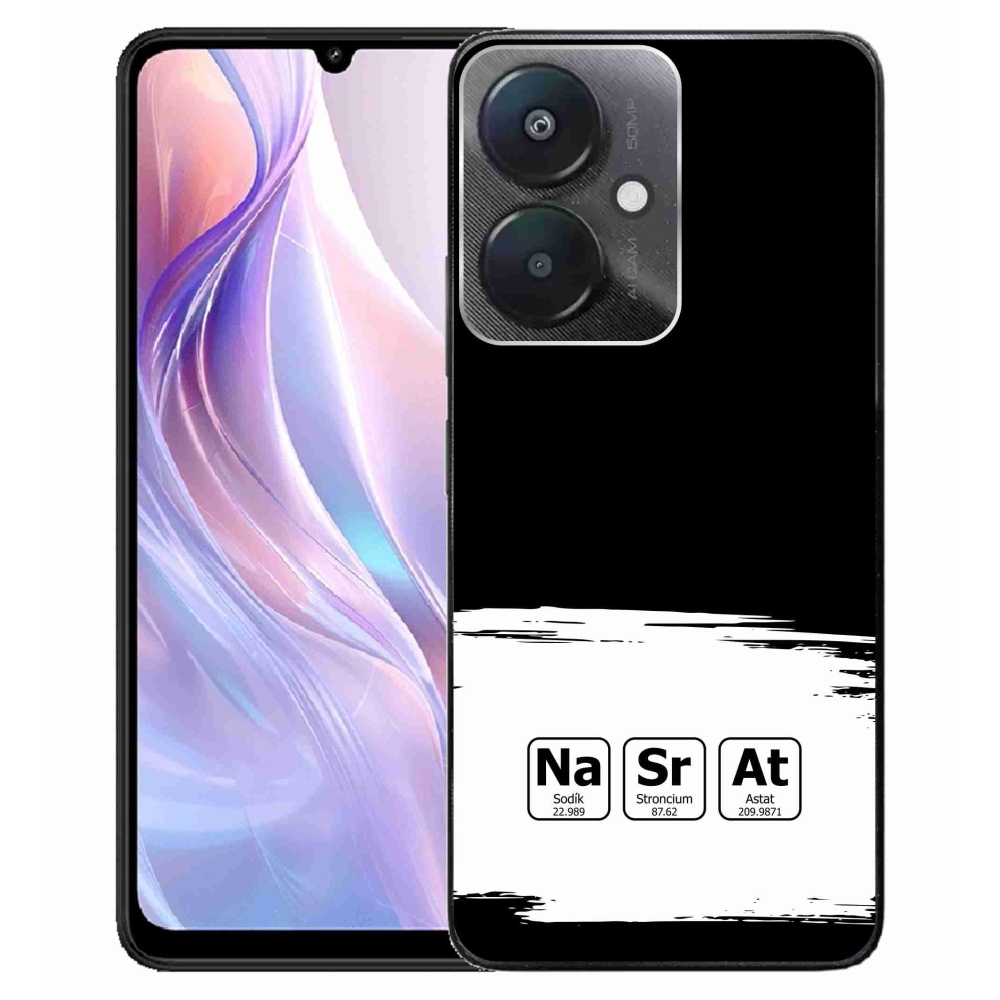 Gelový kryt mmCase na Xiaomi Redmi 13C 5G  - chemické prvky bíločerné pozadí