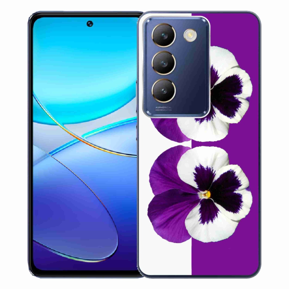Gelový kryt mmCase na Vivo V40 SE 4G/5G - fialovobílý květ