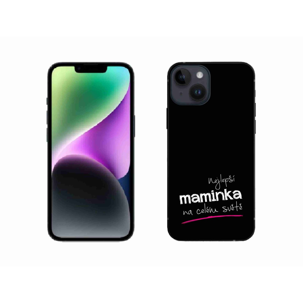 Gelový kryt mmCase na iPhone 14 - nejlepší maminka 4 černé pozadí