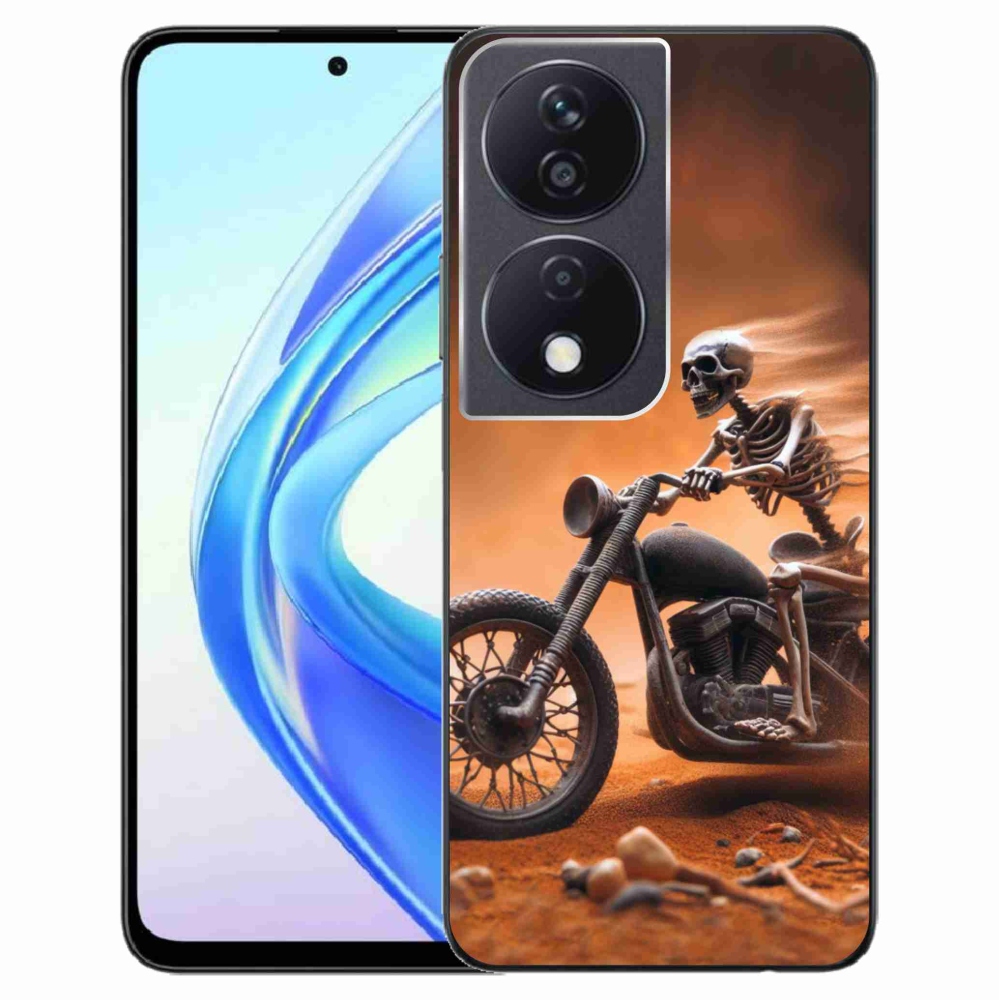 Gelový kryt mmCase na Honor X7b/Honor 90 Smart - kostra na motorce