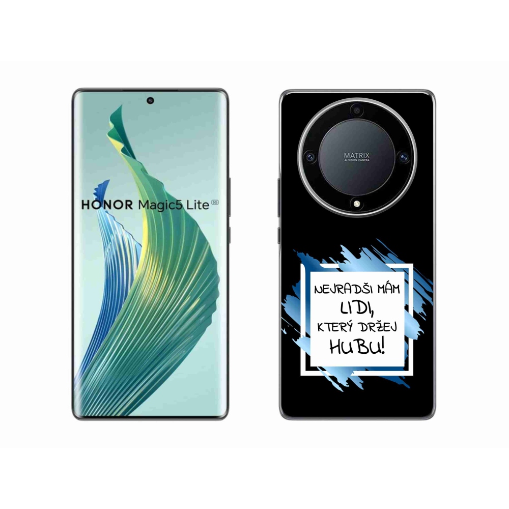 Gelový kryt mmCase na Honor Magic 5 Lite 5G - vtipný text 7 bíločerné pozadí