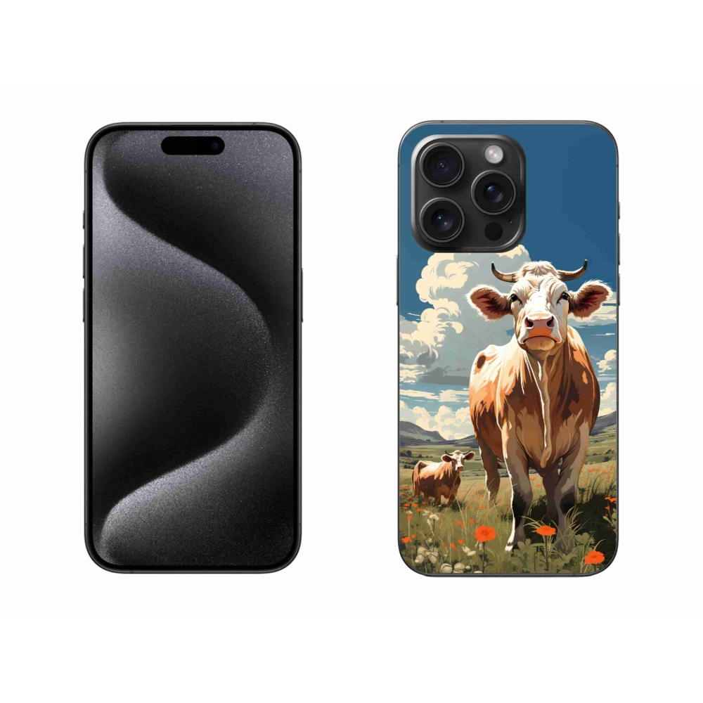Gelový kryt mmCase na iPhone 15 Pro Max - krávy na louce