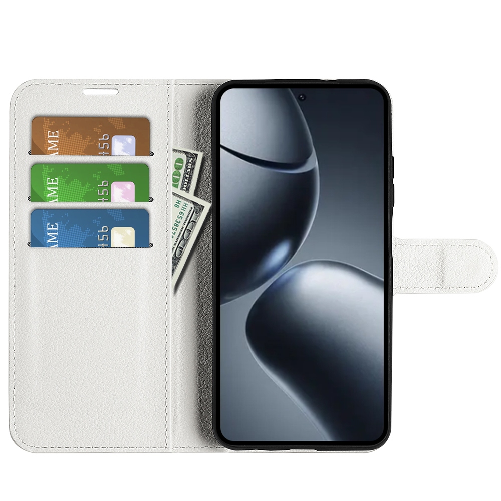 Litchi knížkové pouzdro na Xiaomi 15T Pro - bílé