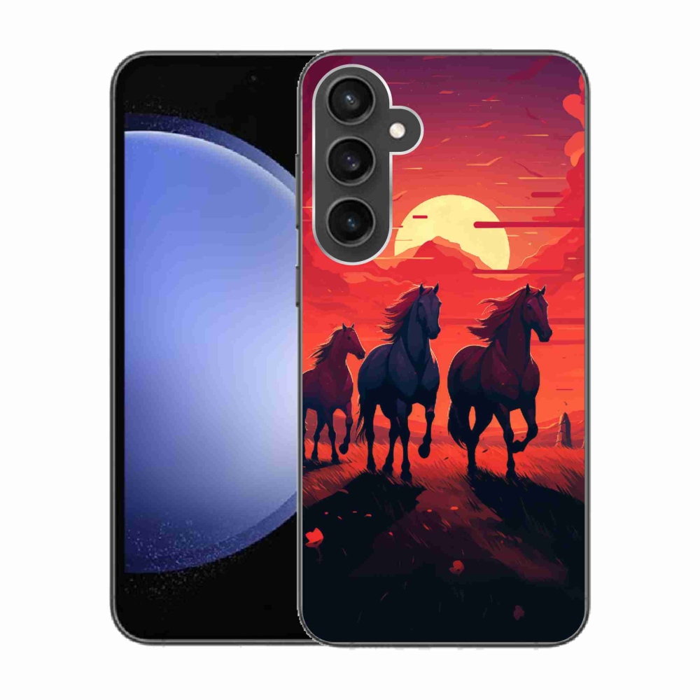 Gelový kryt mmCase na Samsung Galaxy S23 FE - koně a západ slunce