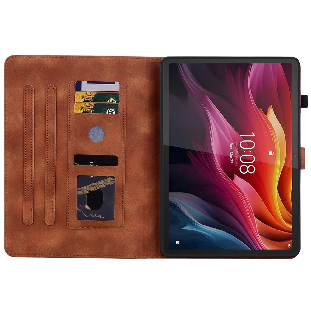 Flowers zavírací pouzdro na Lenovo Tab K11 Plus - hnědé