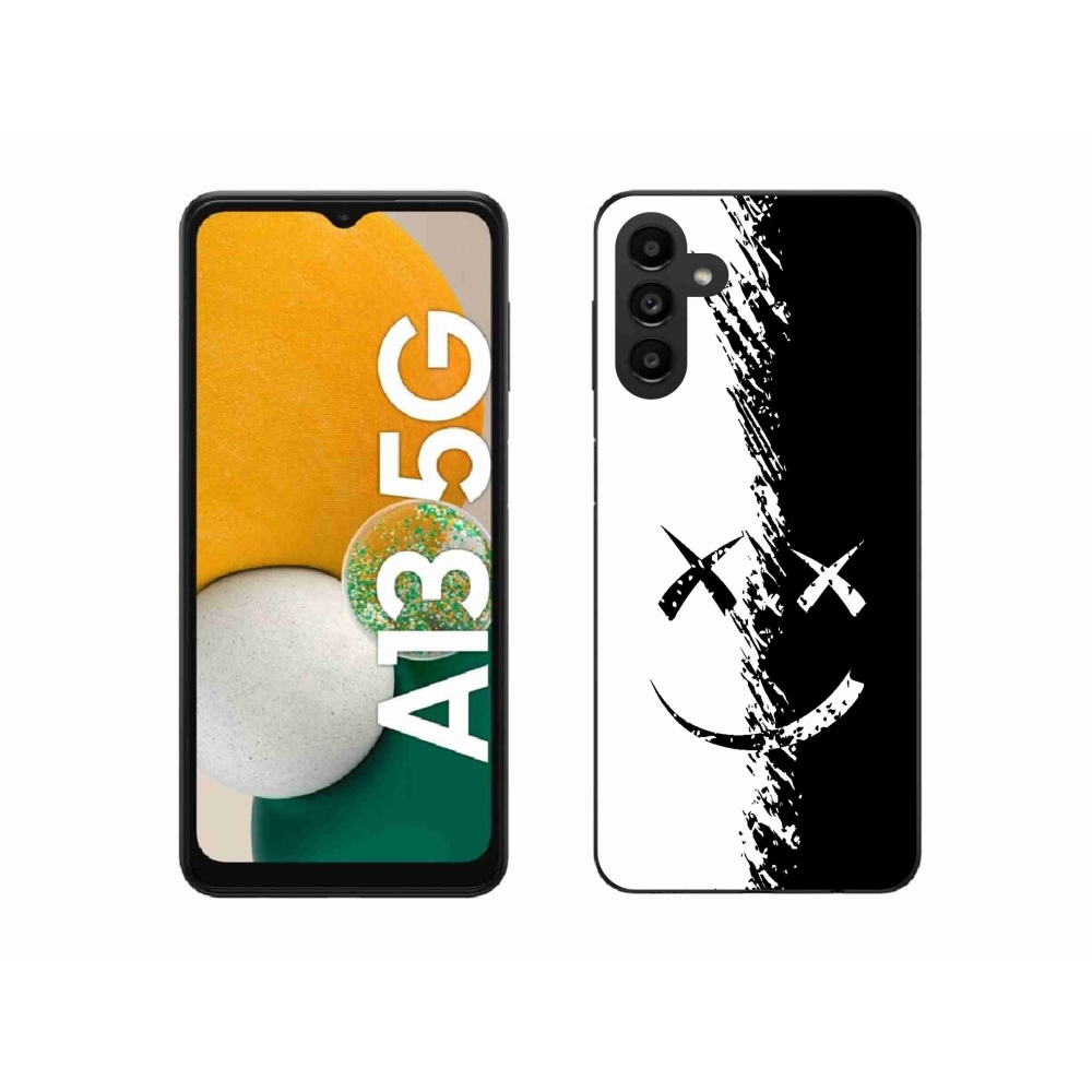 Gelový kryt mmCase na Samsung Galaxy A13 5G - černobílý smajlík