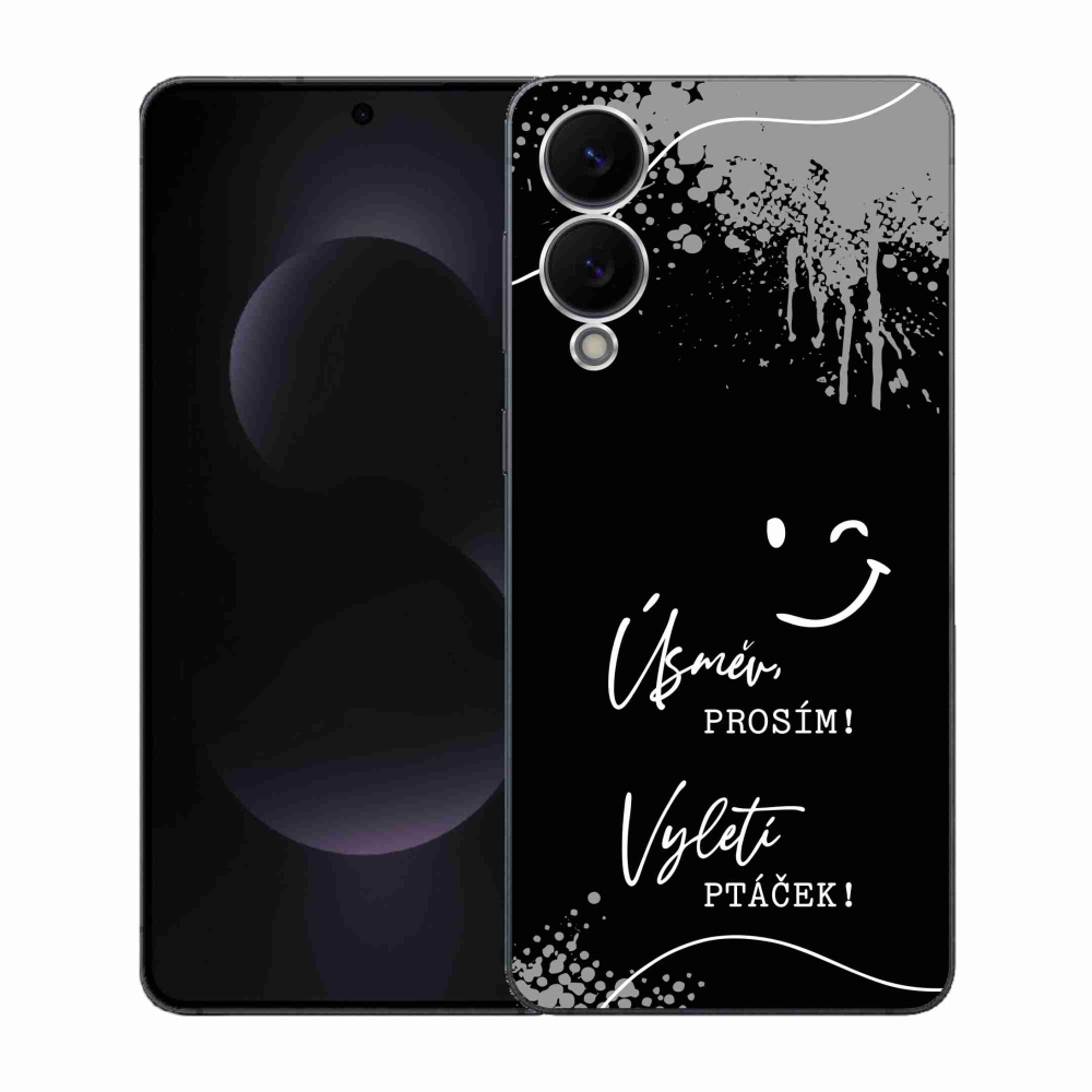 Gelový kryt mmCase na Samsung Galaxy S25 Edge - vtipný text 4 černé pozadí