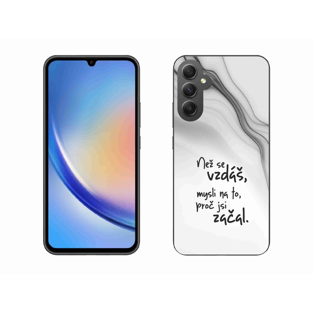 Gelový kryt mmCase na Samsung Galaxy A34 5G - citát 2 bílé pozadí