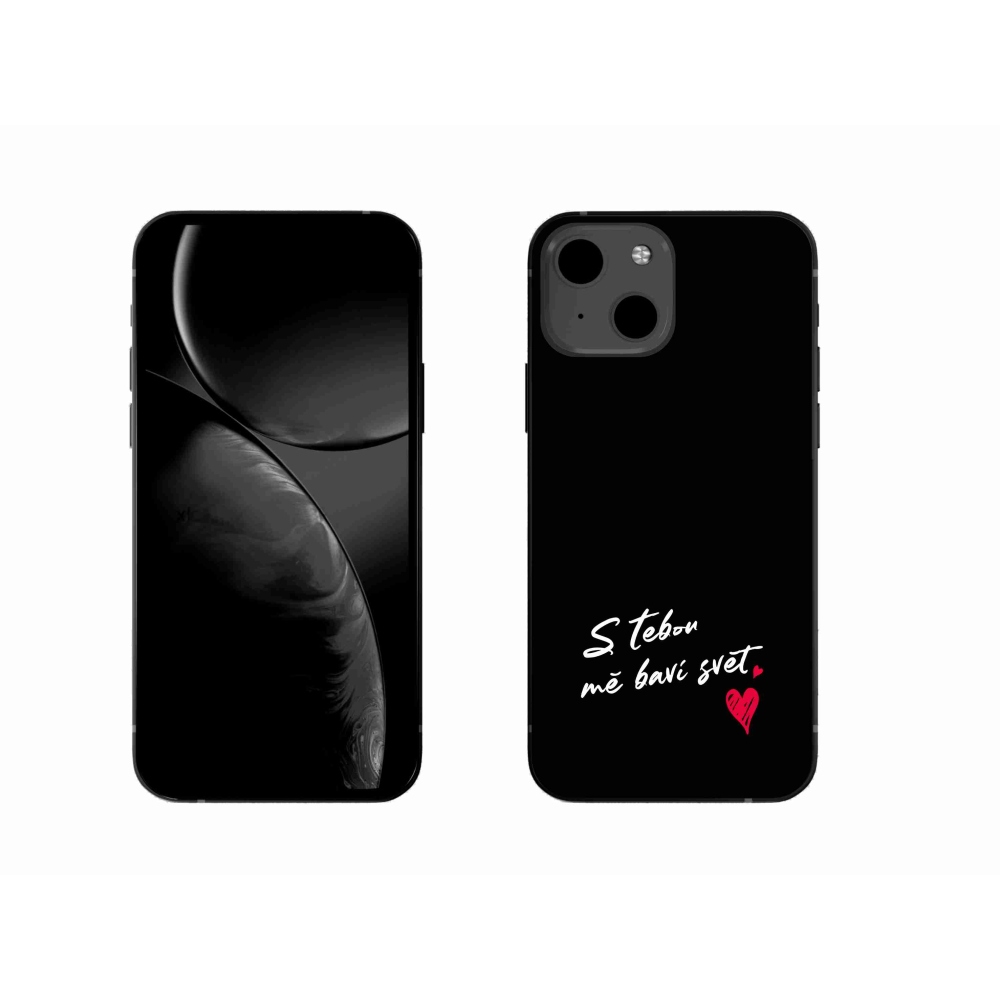 Gelový kryt mmCase na iPhone 13 6.1 - zamilovaný text 1 černé pozadí