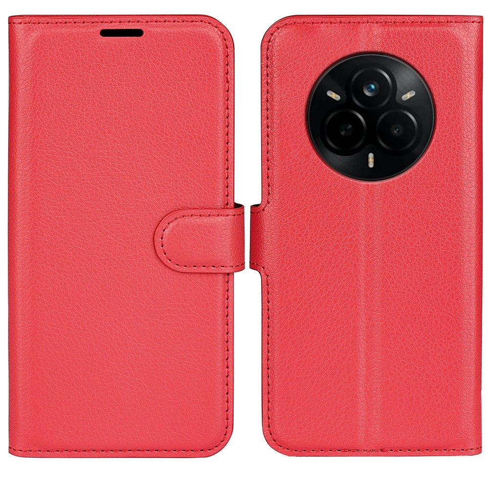 Litchi knížkové pouzdro na Realme 14 Pro 5G - červené