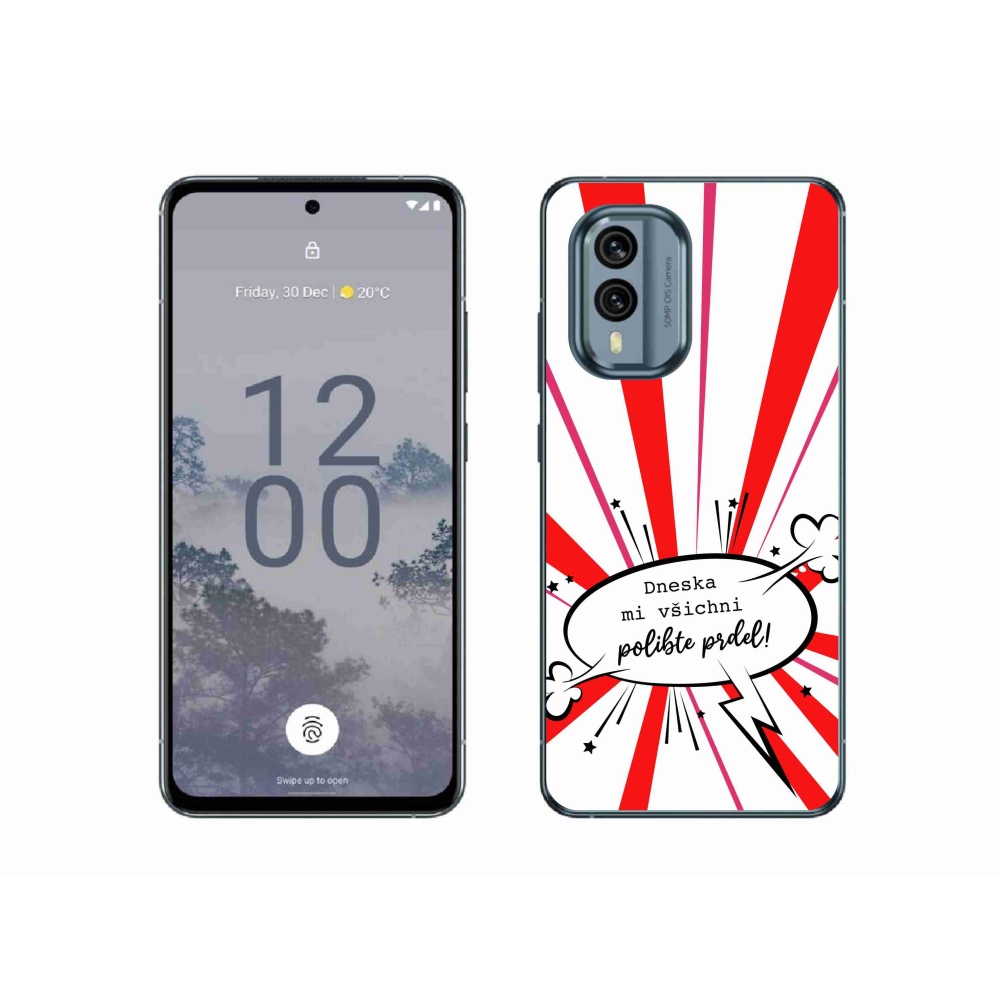 Gelový kryt mmCase na Nokia X30 5G - vtipný text 15 bílé pozadí
