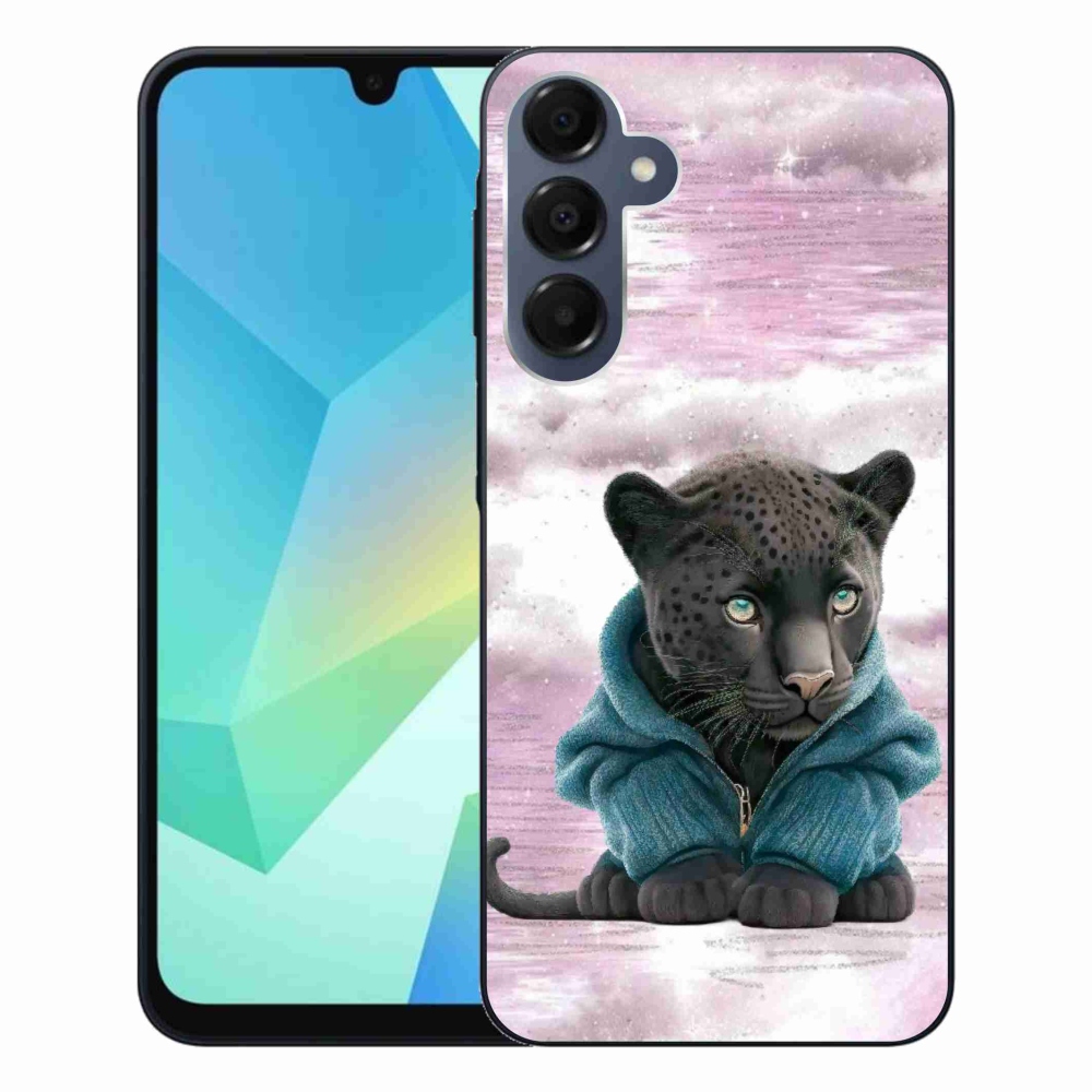 Gelový kryt mmCase na Samsung Galaxy A16 4G/5G - černý panter ve svetru