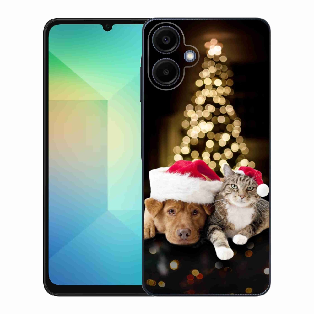 Gelový kryt mmCase na Samsung Galaxy A06 4G - vánoční pes a kočka