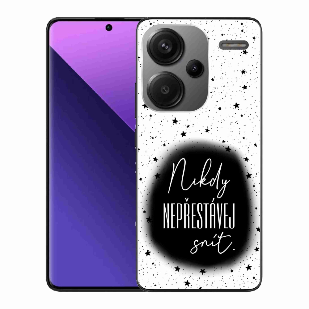 Gelový kryt mmCase na Xiaomi Redmi Note 13 Pro+ 5G - citát 1 černobílé pozadí