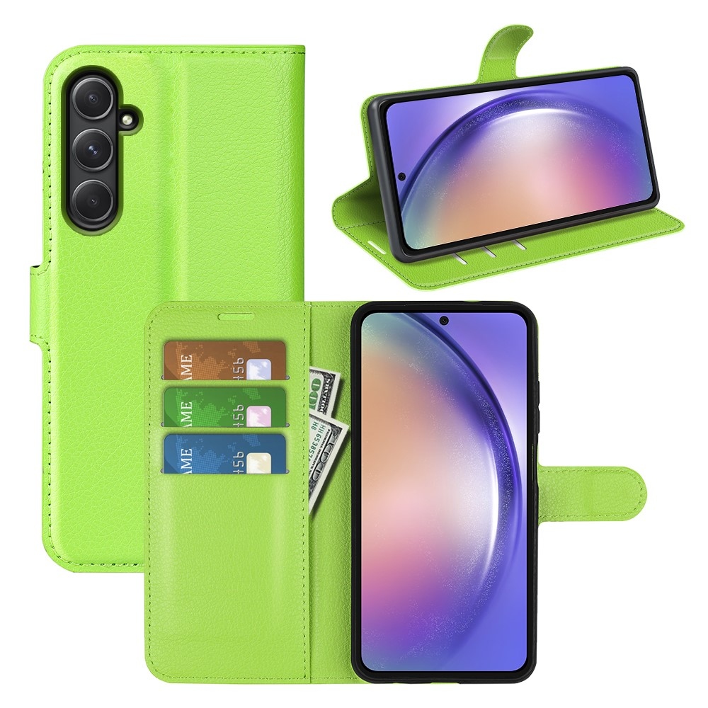Litchi knížkové pouzdro na Samsung Galaxy A55 5G - zelené